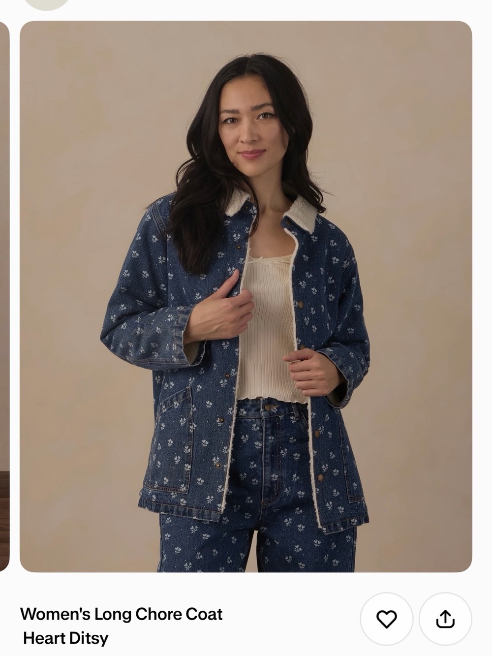 Rylee + Cru Mama and Me Blue Heart Ditsy Denim Chore Coats